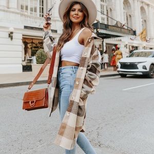 Magnolia Boutique Mansfield Park Camel Plaid Shacket